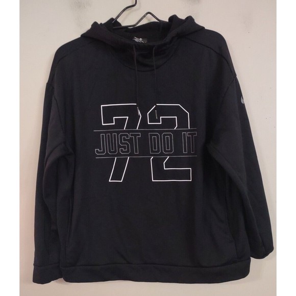 Nike Just Do It 72 Sweatshirt Hoodie Mock Neck Pullover Black Size Medium - Picture 1 of 7
